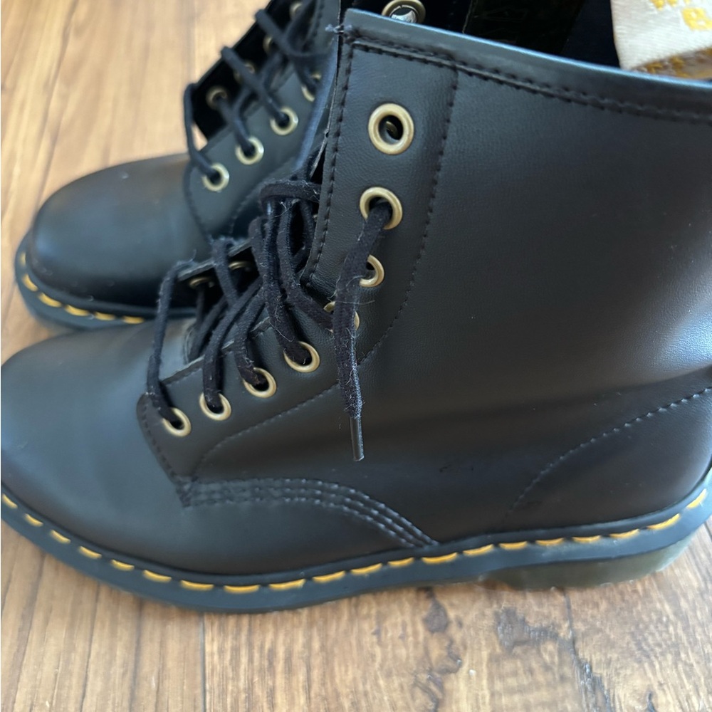 Dr. Martens Black Boots with Yellow Accents vegan